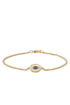 Evil Eye Cable Collectibles Bracelet, 18K Gold with Sapphire & Diamond